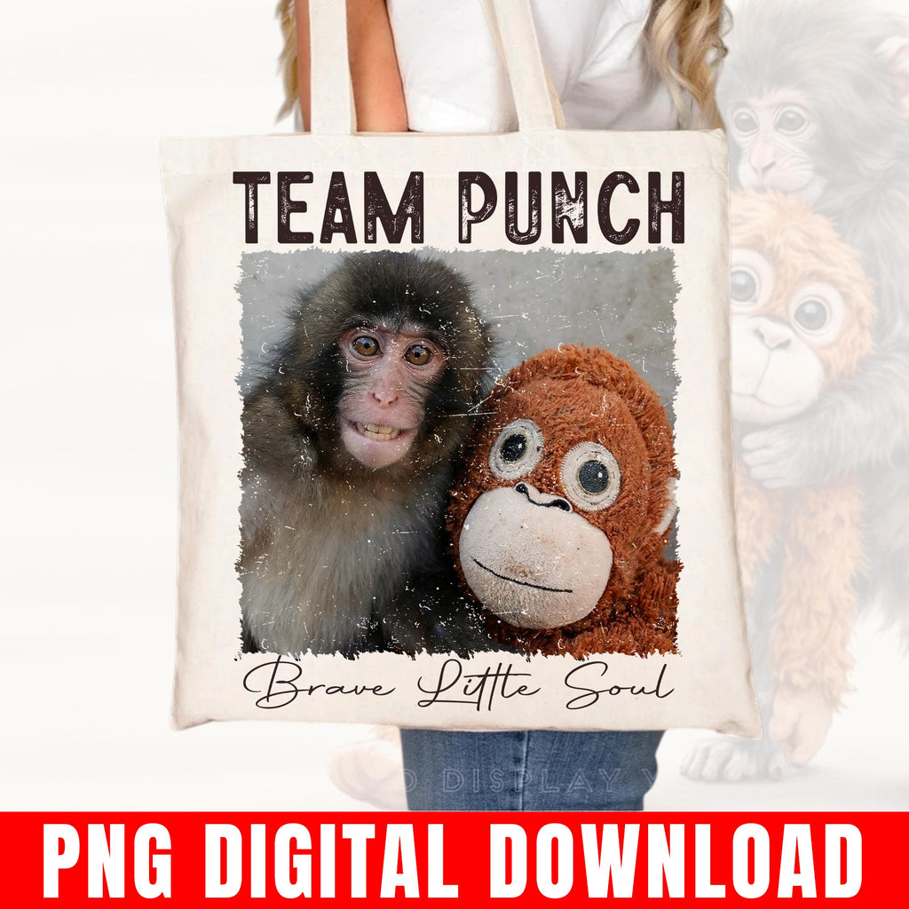 Team Punch Monkey Png, Brave Little Soul, Baby Macaque Photo Graphic Digital Download