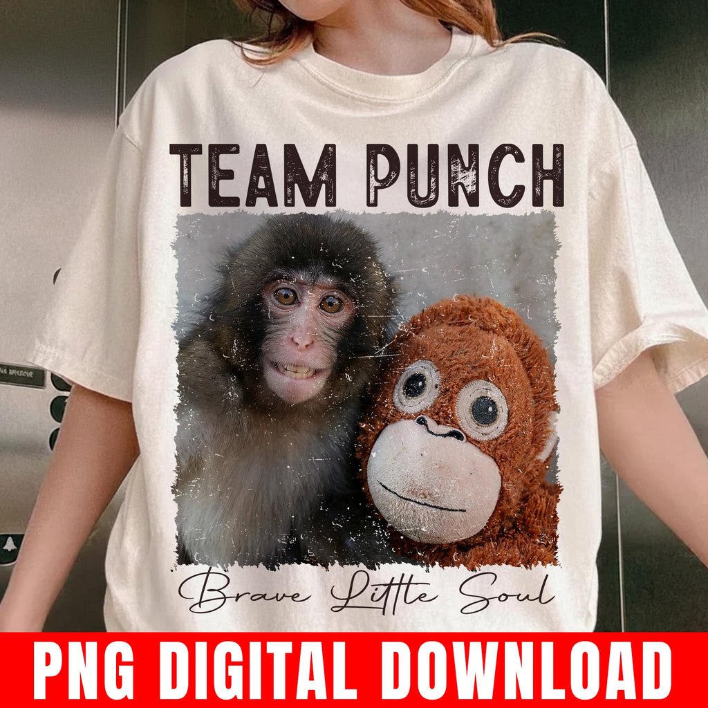 Team Punch Monkey Png, Brave Little Soul, Baby Macaque Photo Graphic Digital Download
