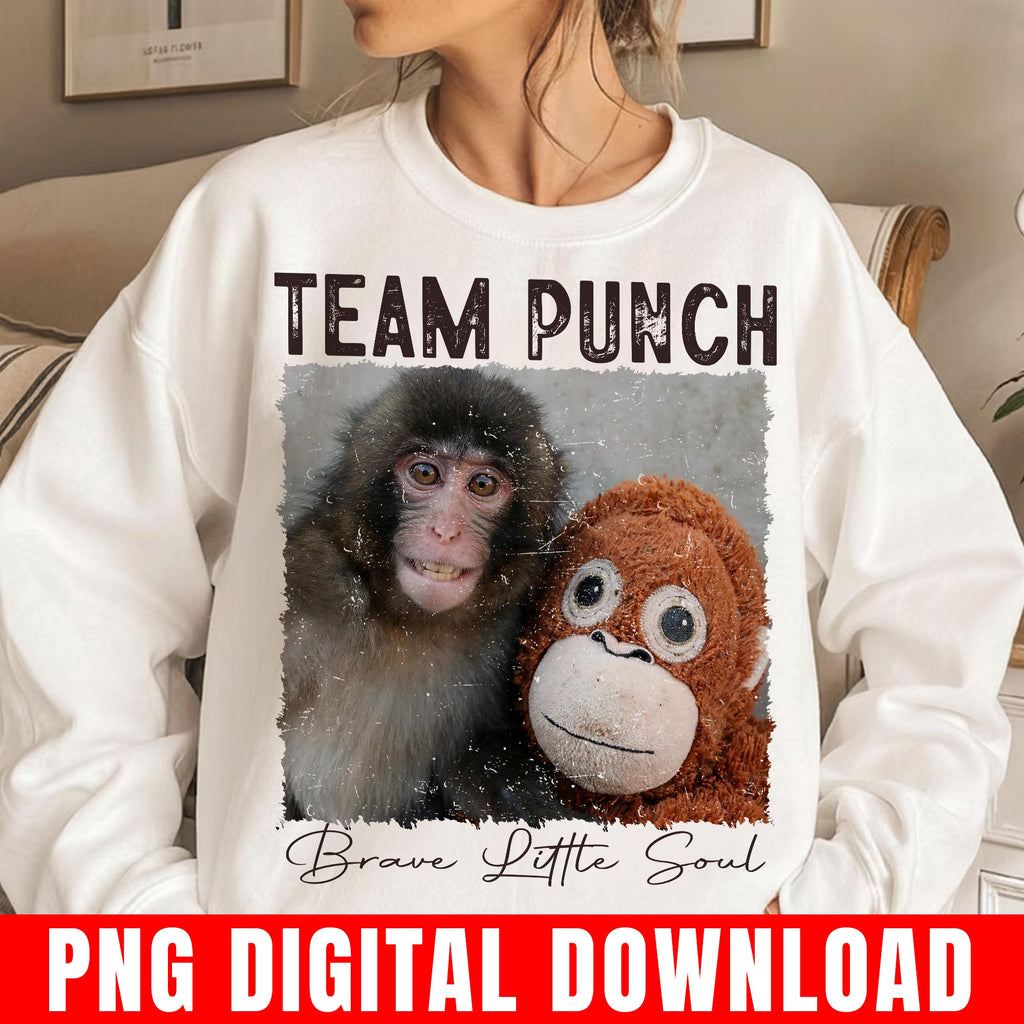 Team Punch Monkey Png, Brave Little Soul, Baby Macaque Photo Graphic Digital Download