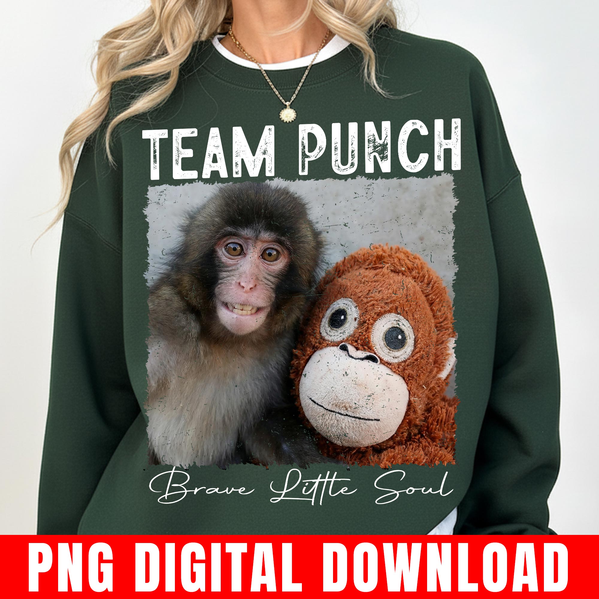 Team Punch Monkey Png, Brave Little Soul, Baby Macaque Photo Graphic Digital Download